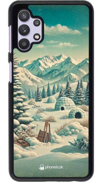 Samsung Galaxy A32 5G Case Hülle - Vintage Schneebedeckter Berg Iglu