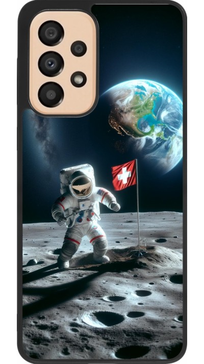 Samsung Galaxy A33 5G Case Hülle - Silikon schwarz Astro Schweiz auf dem Mond