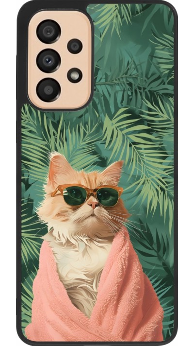 Samsung Galaxy A33 5G Case Hülle - Silikon schwarz Cat Summer Palms