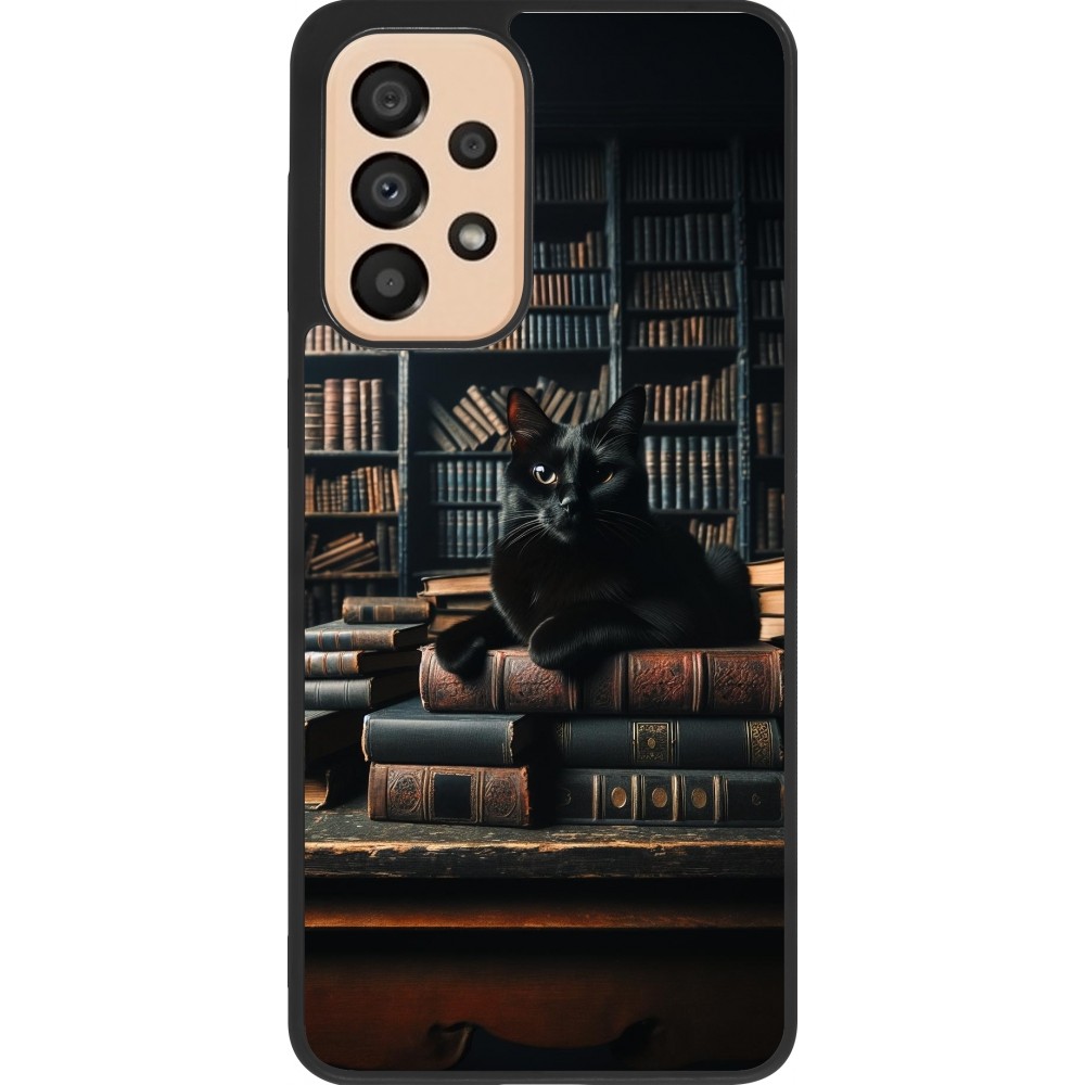 Samsung Galaxy A33 5G Case Hülle - Silikon schwarz Katze Bücher dunkel