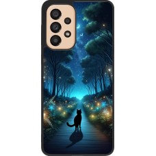 Samsung Galaxy A33 5G Case Hülle - Silikon schwarz Schwarze Katze Spaziergang