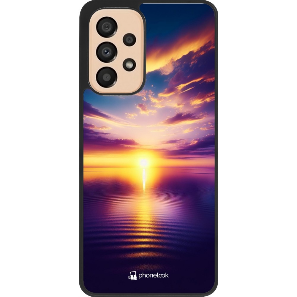 Samsung Galaxy A33 5G Case Hülle - Silikon schwarz Sonnenuntergang gelb violett