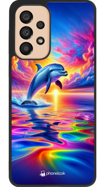 Samsung Galaxy A33 5G Case Hülle - Silikon schwarz Glücklicher Regenbogen-Delfin