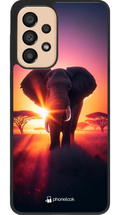 Samsung Galaxy A33 5G Case Hülle - Silikon schwarz Elefant Sonnenaufgang Schönheit