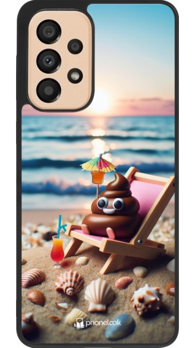 Samsung Galaxy A33 5G Case Hülle - Silikon schwarz Kackhaufen Emoji auf Liegestuhl