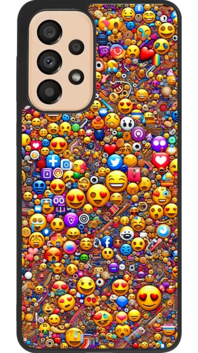 Samsung Galaxy A33 5G Case Hülle - Silikon schwarz Emoji gemischt