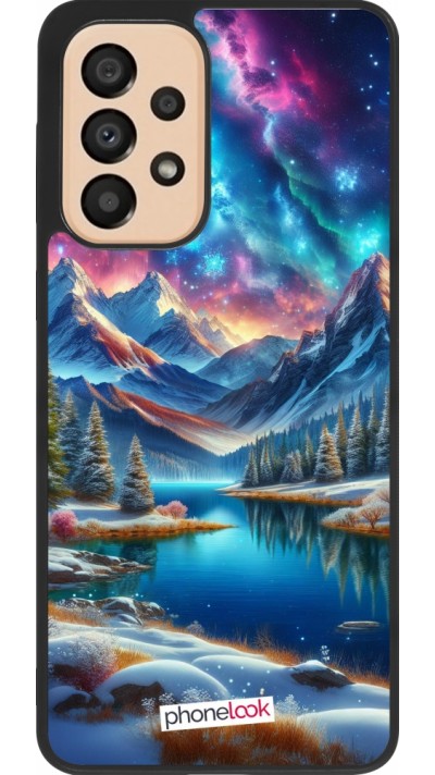 Samsung Galaxy A33 5G Case Hülle - Silikon schwarz Fantasiebergsee Himmel Sterne