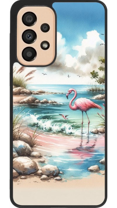 Samsung Galaxy A33 5G Case Hülle - Silikon schwarz Flamingo Aquarell