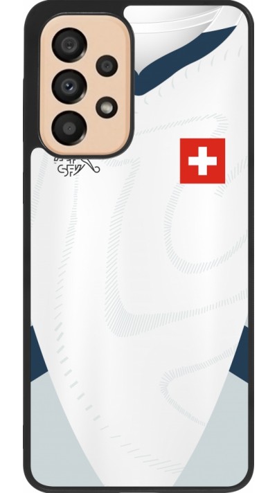 Coque Samsung Galaxy A33 5G - Silicone rigide noir Maillot de football Suisse Extérieur personnalisable