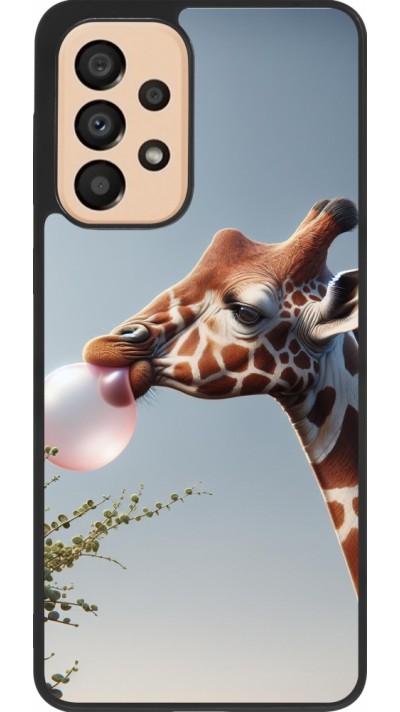 Samsung Galaxy A33 5G Case Hülle - Silikon schwarz Giraffe mit Blase