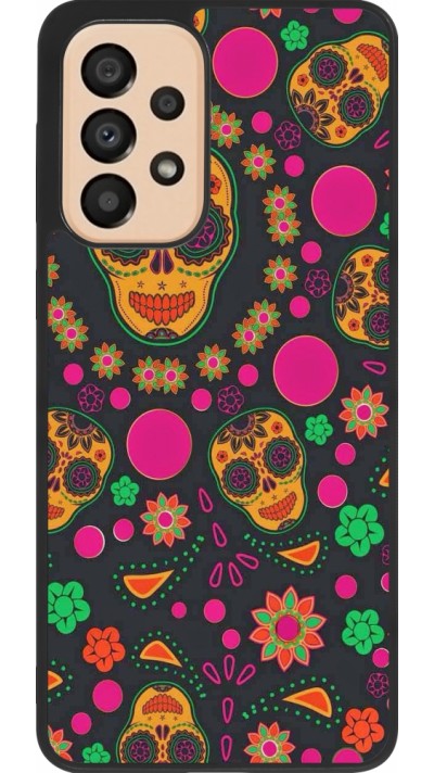 Samsung Galaxy A33 5G Case Hülle - Silikon schwarz Halloween 22 colorful mexican skulls