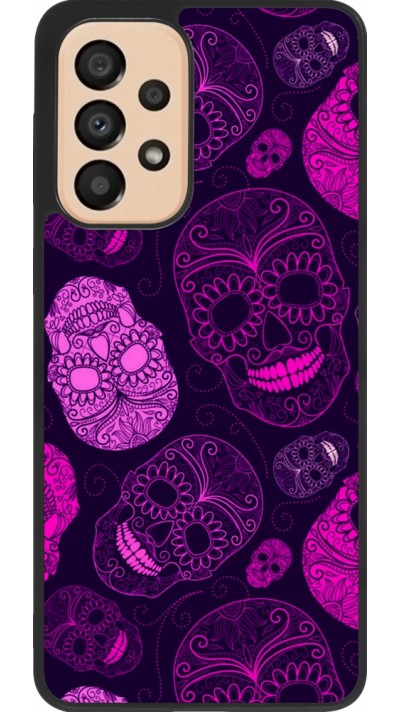 Samsung Galaxy A33 5G Case Hülle - Silikon schwarz Halloween 2023 pink skulls