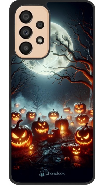 Samsung Galaxy A33 5G Case Hülle - Silikon schwarz Halloween 2024 Viele Kuerbisse