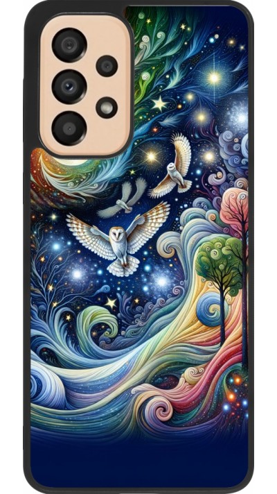 Samsung Galaxy A33 5G Case Hülle - Silikon schwarz Fliegender Blumen-Eule