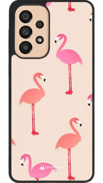 Hülle Samsung Galaxy A33 5G - Silikon schwarz Pink Flamingos Pattern