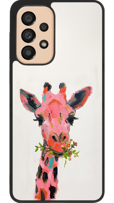 Samsung Galaxy A33 5G Case Hülle - Silikon schwarz Pink Girafe Paint