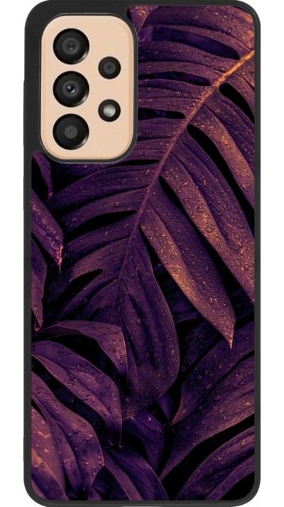 Samsung Galaxy A33 5G Case Hülle - Silikon schwarz Purple Light Leaves