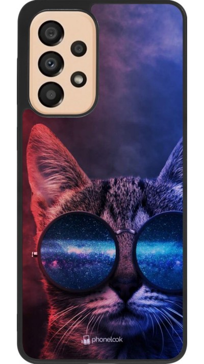 Hülle Samsung Galaxy A33 5G - Silikon schwarz Red Blue Cat Glasses