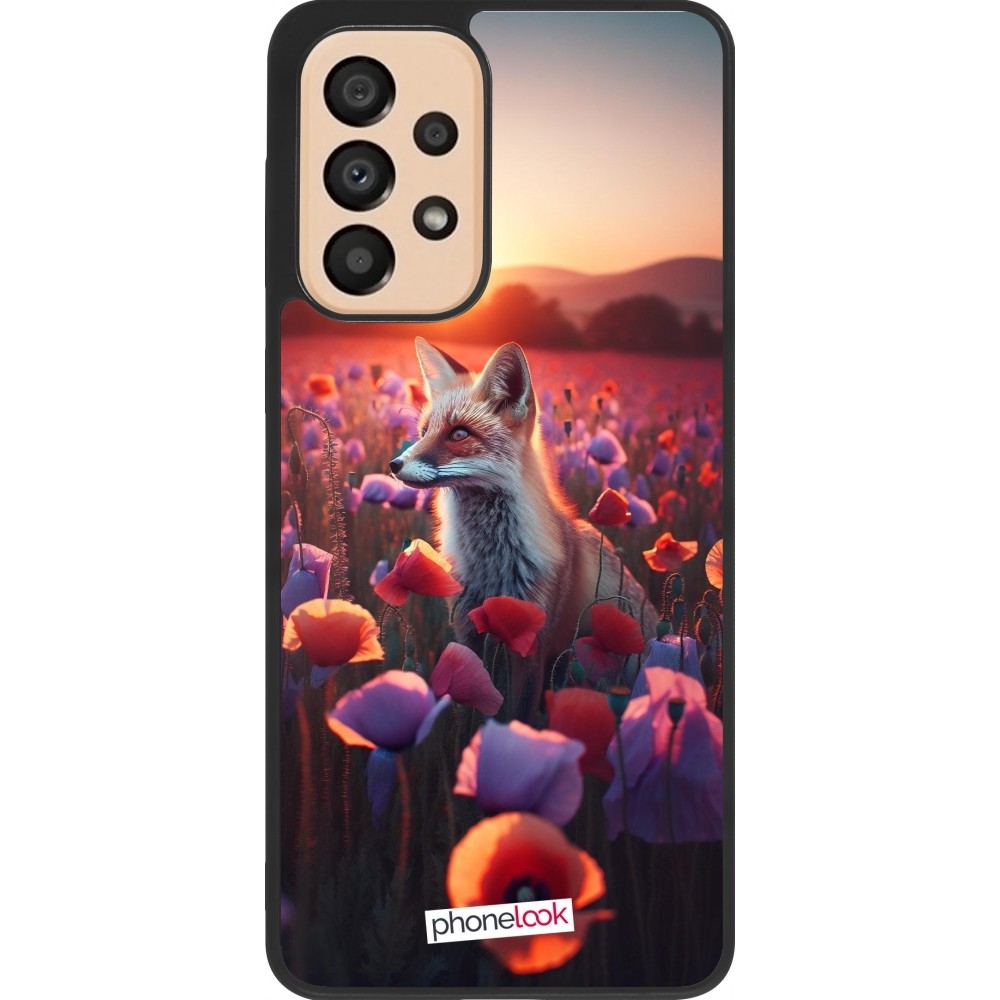 Samsung Galaxy A33 5G Case Hülle - Silikon schwarz Purpurroter Fuchs bei Dammerung