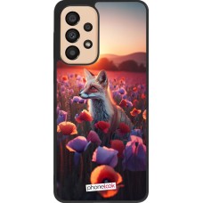 Samsung Galaxy A33 5G Case Hülle - Silikon schwarz Purpurroter Fuchs bei Dammerung