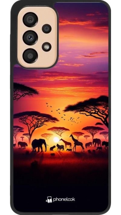 Samsung Galaxy A33 5G Case Hülle - Silikon schwarz Safari Sonnenuntergang Wildtiere