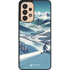 Coque Samsung Galaxy A33 5G - Silicone rigide noir Snowboarder Montagne