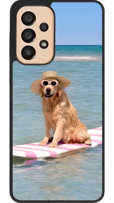 Samsung Galaxy A33 5G Case Hülle - Silikon schwarz Summer Dog on Paddle