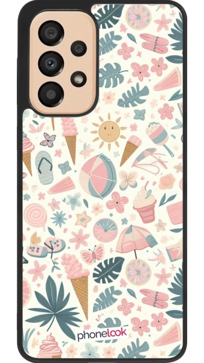 Samsung Galaxy A33 5G Case Hülle - Silikon schwarz Sommer Pink Muster