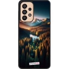 Samsung Galaxy A33 5G Case Hülle - Silikon schwarz Sonnenuntergang Waldsee