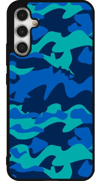 Samsung Galaxy A34 5G Case Hülle - Silikon schwarz Camo Blue