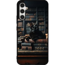 Samsung Galaxy A34 5G Case Hülle - Silikon schwarz Katze Bücher dunkel