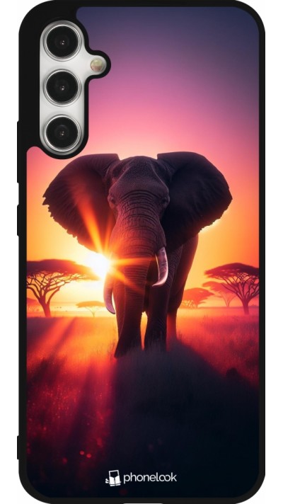 Samsung Galaxy A34 5G Case Hülle - Silikon schwarz Elefant Sonnenaufgang Schönheit