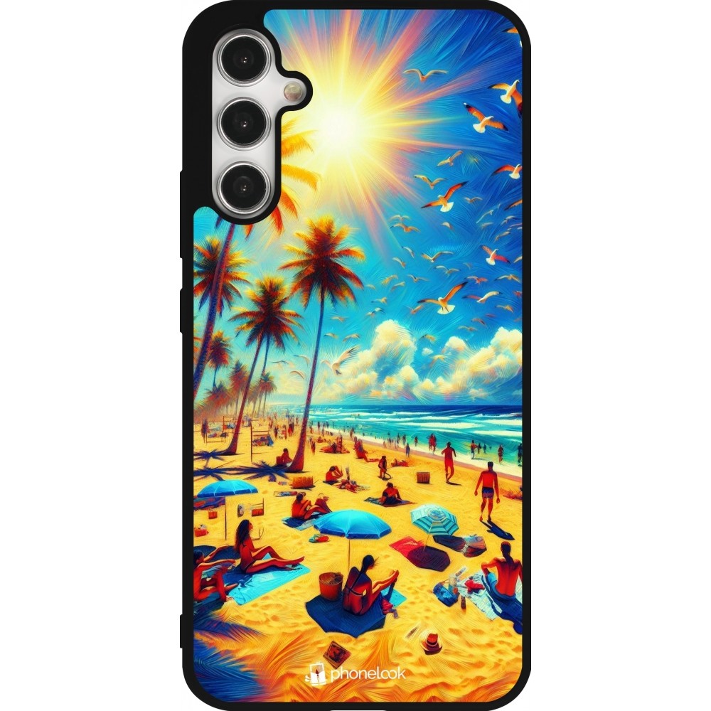 Samsung Galaxy A34 5G Case Hülle - Silikon schwarz Sommer Paradies Farbe