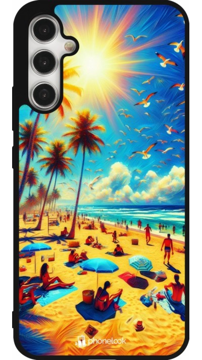 Samsung Galaxy A34 5G Case Hülle - Silikon schwarz Sommer Paradies Farbe