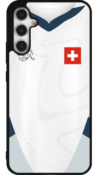Coque Samsung Galaxy A34 5G - Silicone rigide noir Maillot de football Suisse Extérieur personnalisable