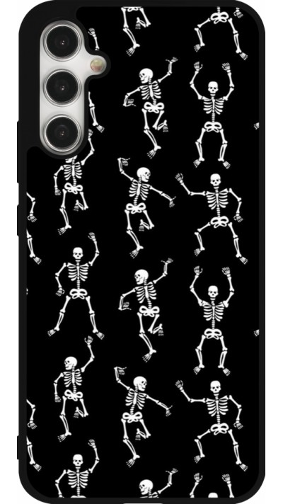 Samsung Galaxy A34 5G Case Hülle - Silikon schwarz Halloween 2024 dancing skeleton