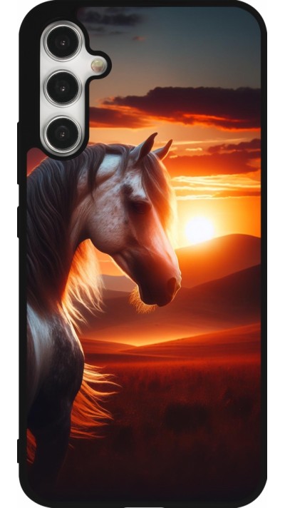 Samsung Galaxy A34 5G Case Hülle - Silikon schwarz Majestätischer Sonnenuntergang Pferd