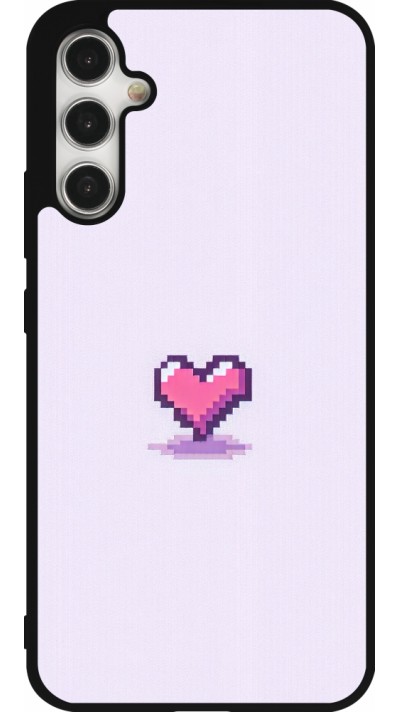 Coque Samsung Galaxy A34 5G - Silicone rigide noir Pixel Coeur Violet Clair