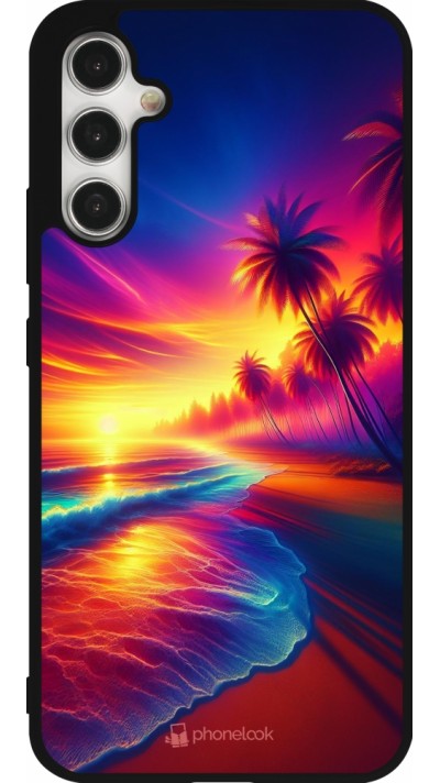 Samsung Galaxy A34 5G Case Hülle - Silikon schwarz Strand Sonnenuntergang auffällig