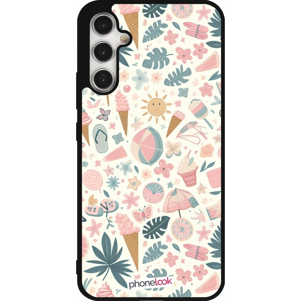 Samsung Galaxy A34 5G Case Hülle - Silikon schwarz Sommer Pink Muster