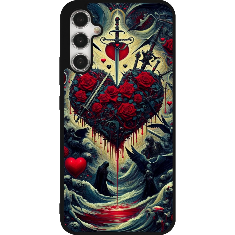 Samsung Galaxy A34 5G Case Hülle - Silikon schwarz Dunkle Liebe Herz Blut