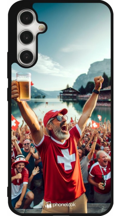 Coque Samsung Galaxy A34 5G - Silicone rigide noir Victoire suisse fan zone Euro 2024