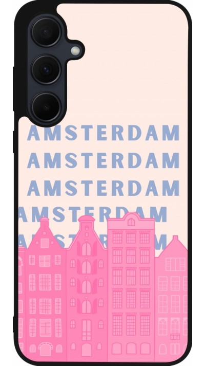 Samsung Galaxy A35 5G Case Hülle - Silikon schwarz Amsterdam Pink Print