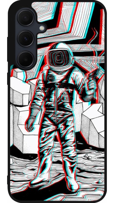 Samsung Galaxy A35 5G Case Hülle - Silikon schwarz Anaglyph Astronaut