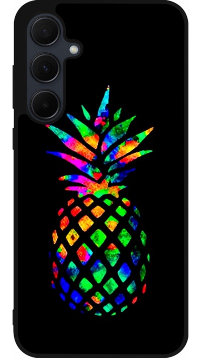 Samsung Galaxy A35 5G Case Hülle - Silikon schwarz Ananas Multi-colors