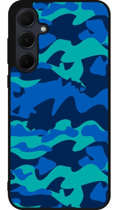 Samsung Galaxy A35 5G Case Hülle - Silikon schwarz Camo Blue