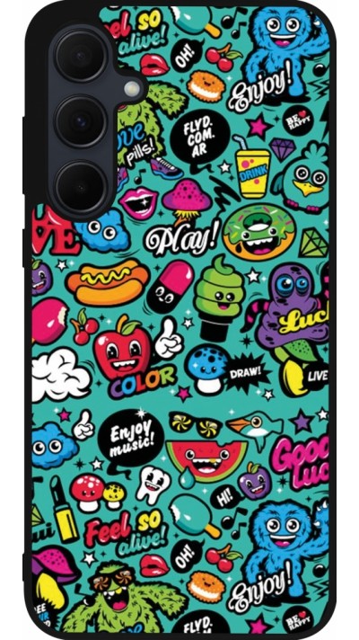 Samsung Galaxy A35 5G Case Hülle - Silikon schwarz Cartoons old school