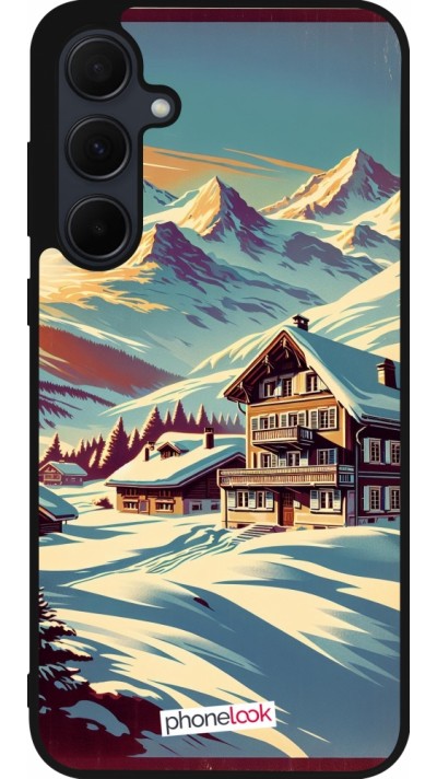 Samsung Galaxy A35 5G Case Hülle - Silikon schwarz Chalet Berg verschneit