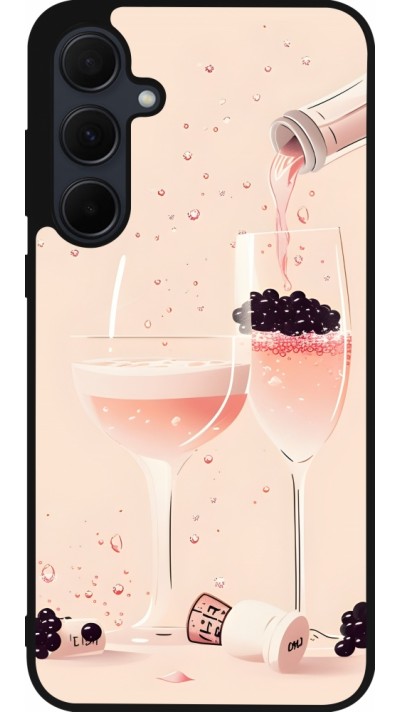 Samsung Galaxy A35 5G Case Hülle - Silikon schwarz Champagne Pouring Pink