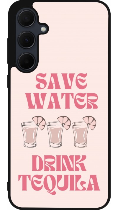 Samsung Galaxy A35 5G Case Hülle - Silikon schwarz Cocktail Save Water Drink Tequila